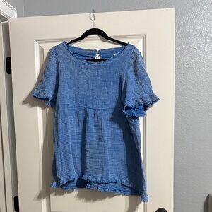 Umgee Light Blue Textured Blouse